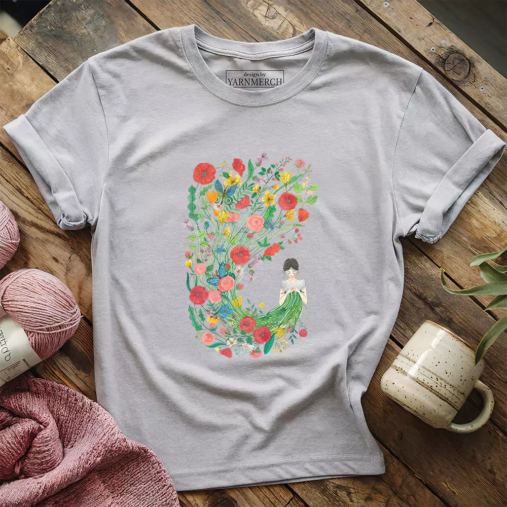 knitting flower girl t shirt athletic heather