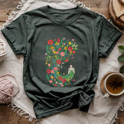 knitting flower girl t shirt forest