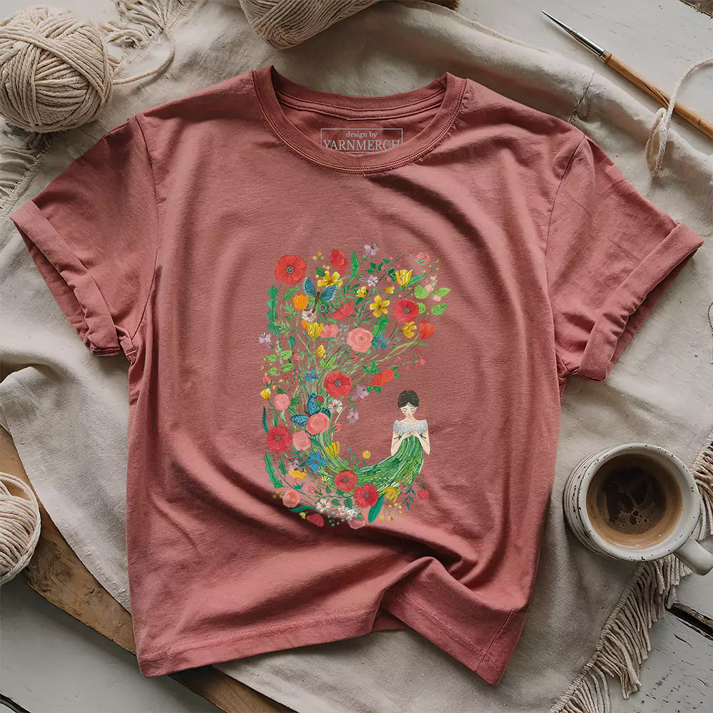 knitting flower girl t shirt heather mauve