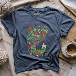 knitting flower girl t shirt heather navy