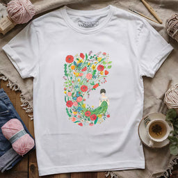 knitting flower girl t shirt white