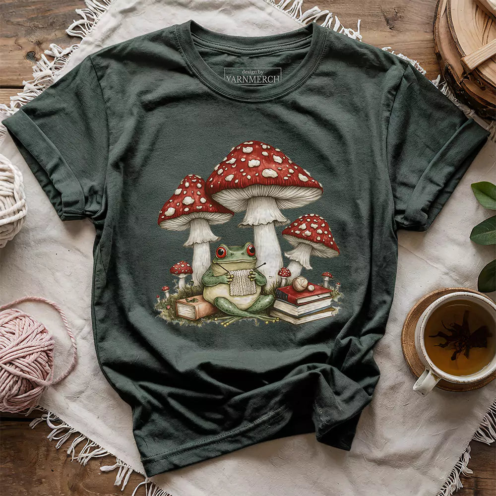 knitting frog t shirt forest