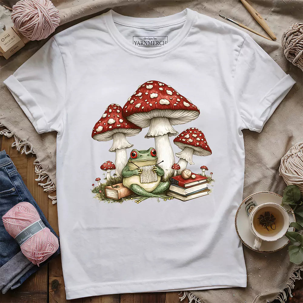 knitting frog t shirt white
