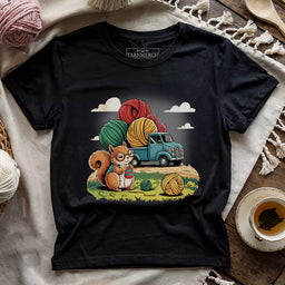 knitting squirrel t shirt black