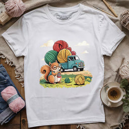 knitting squirrel t shirt white