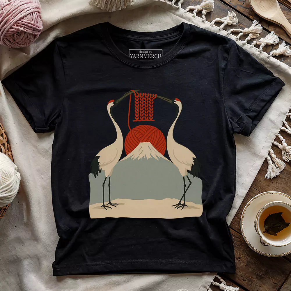 knitting sun t shirt black