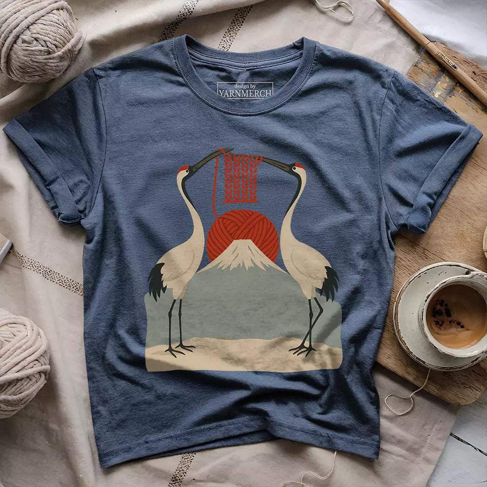 knitting sun t shirt heather navy
