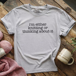 knitting thinking t shirt athletic heather
