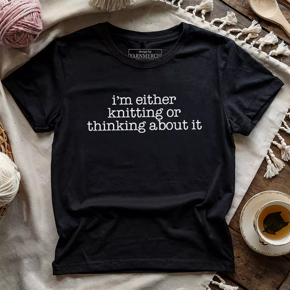 knitting thinking t shirt black