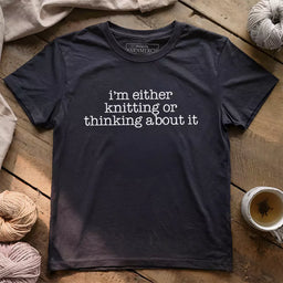 knitting thinking t shirt dark grey heather