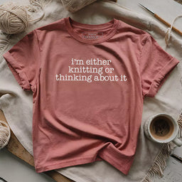 knitting thinking t shirt heather mauve