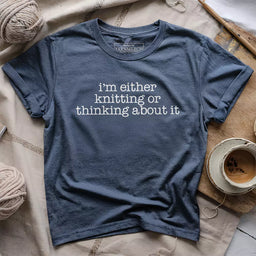 knitting thinking t shirt heather navy