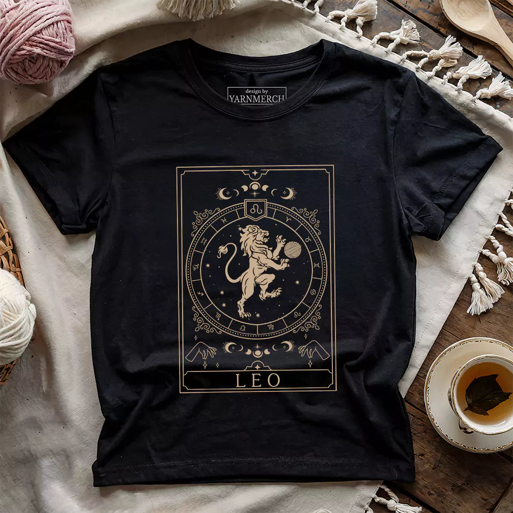 leo yarn tarot t shirt black