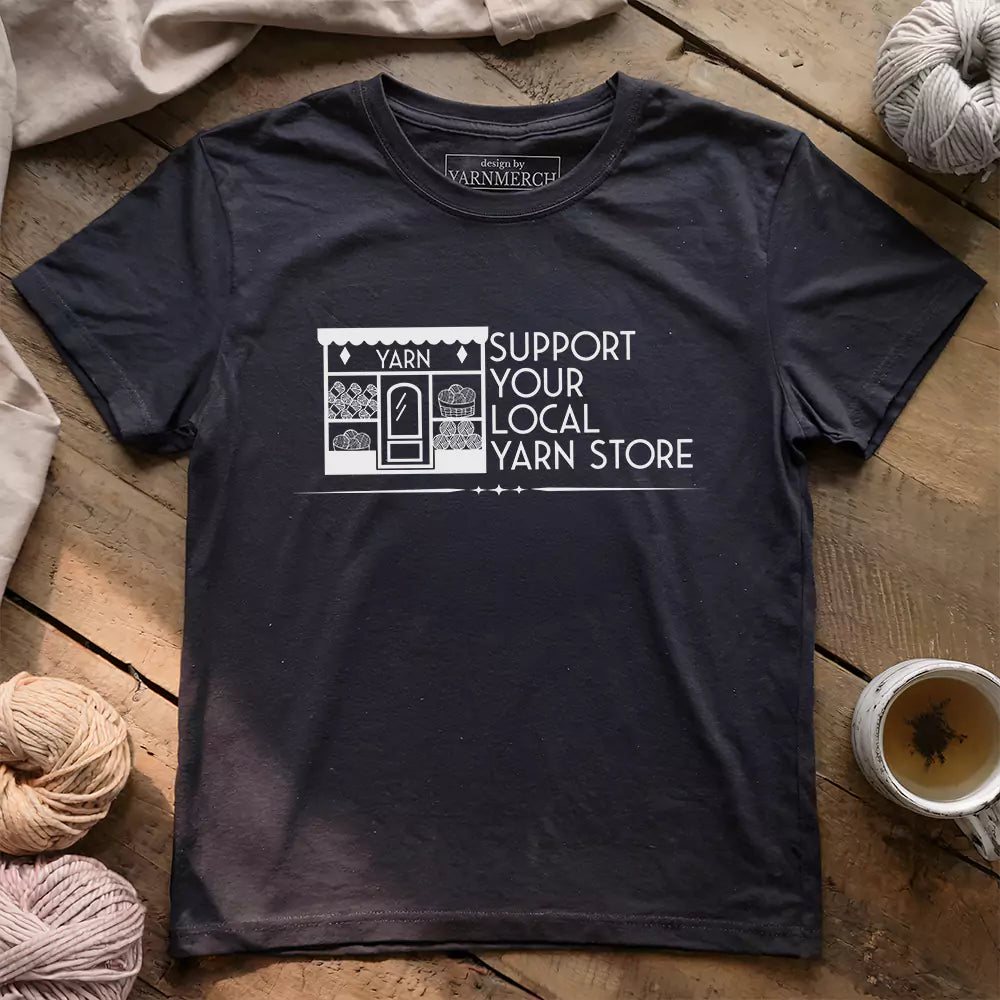 local yarn store t shirt dark grey heather