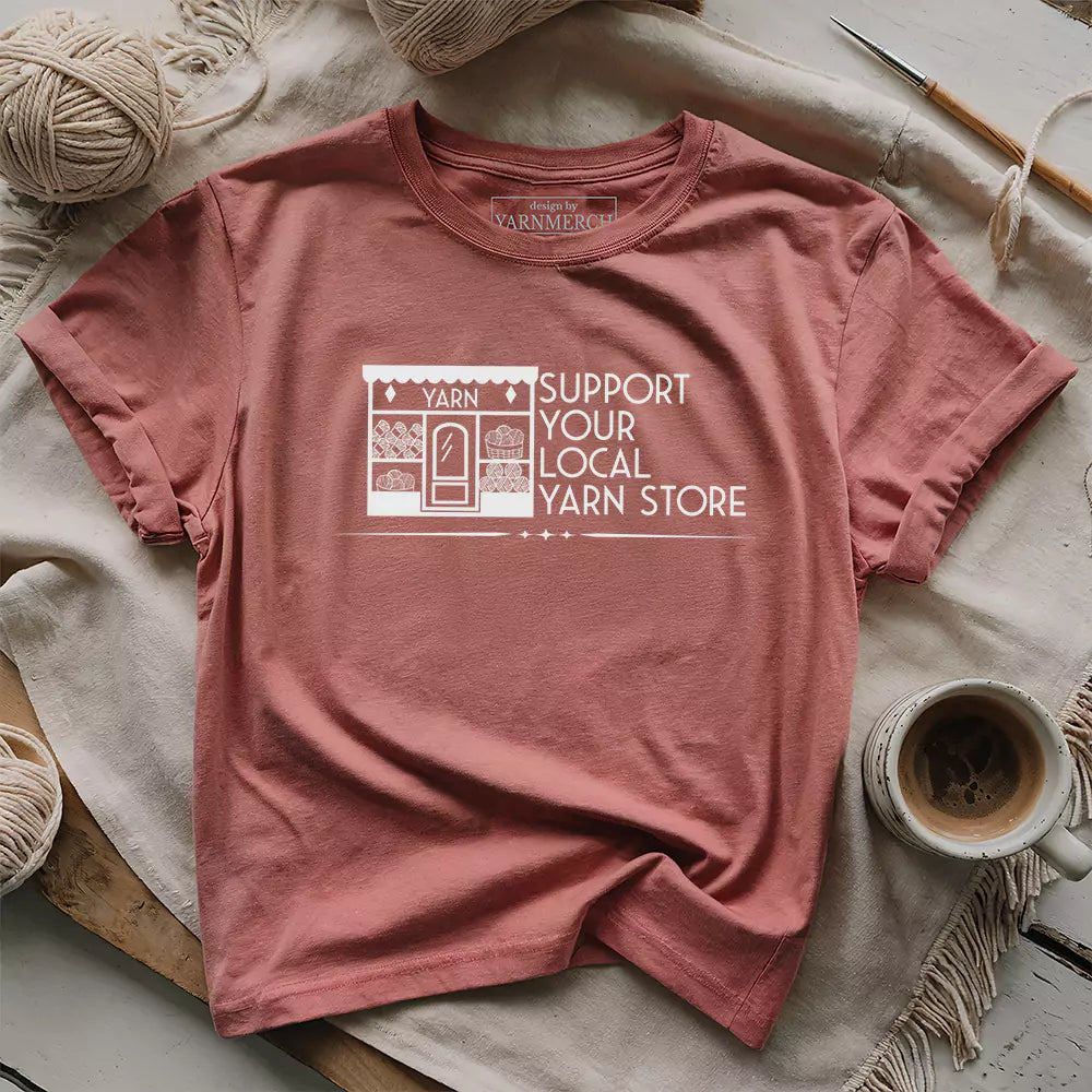 local yarn store t shirt heather mauve