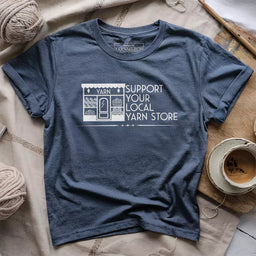 local yarn store t shirt heather navy
