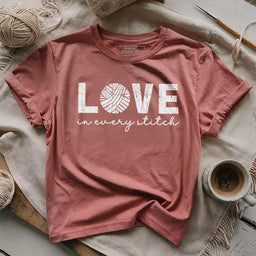 love in every stitch t shirt heather mauve