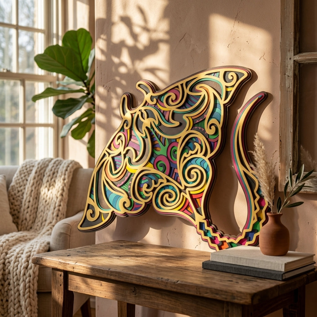 manta ray wooden wall art lifestyle