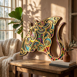 manta ray wooden wall art lifestyle
