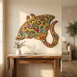 manta ray wooden wall art