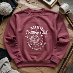 maroon ADHDKnittingClubSweatshirt