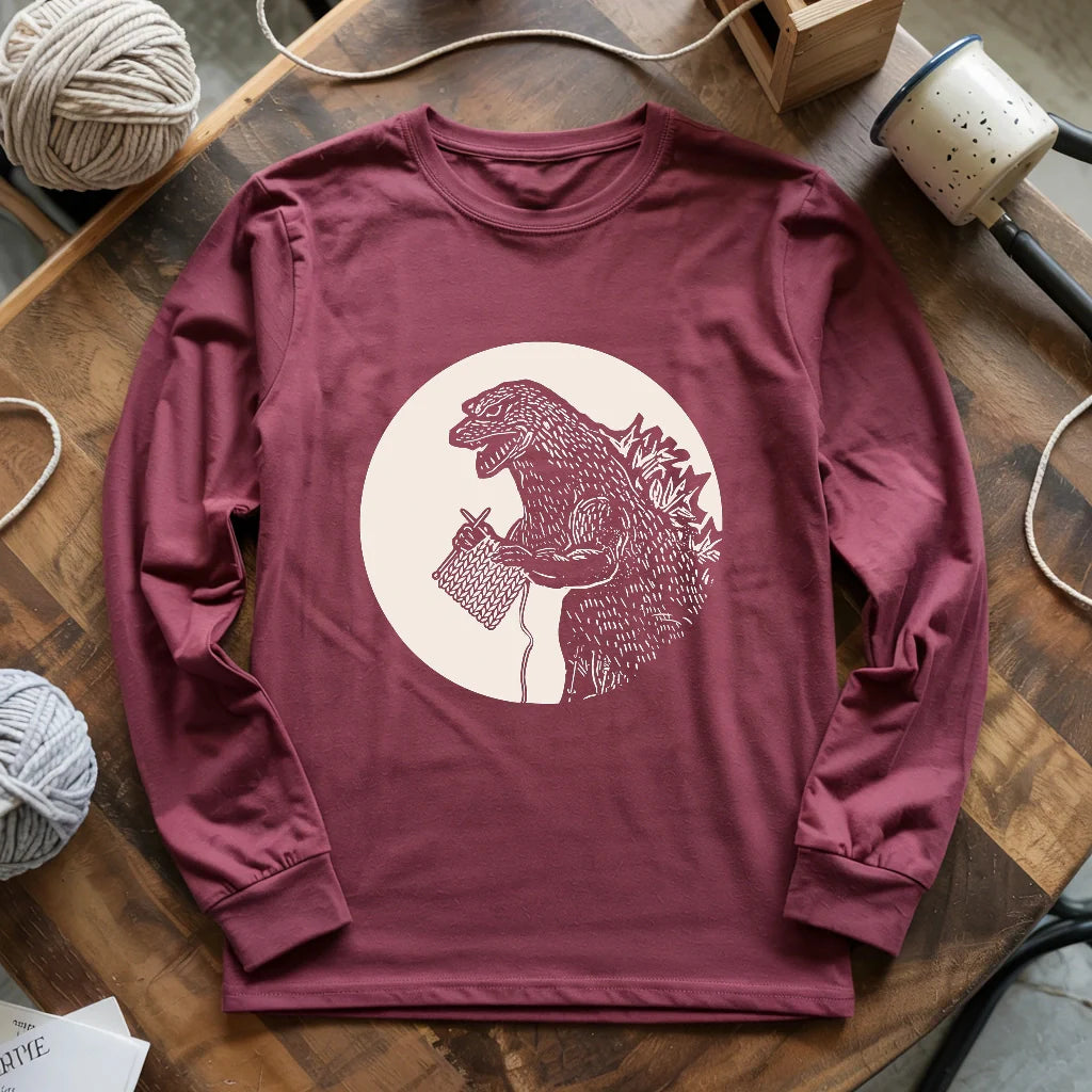maroon KnitzillaLongSleeveT shirt