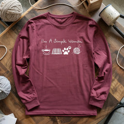 maroon SimpleWomanLongSleeveT shirt
