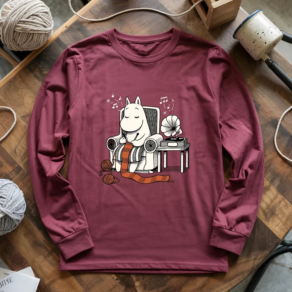 maroon TheGentleHippoKnitterLongSleeveT shirt
