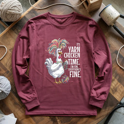 maroon YarnChickenTimeLongSleeveT shirt
