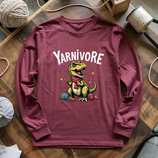 maroon YarnivoreKnitterLongSleeveT shirt