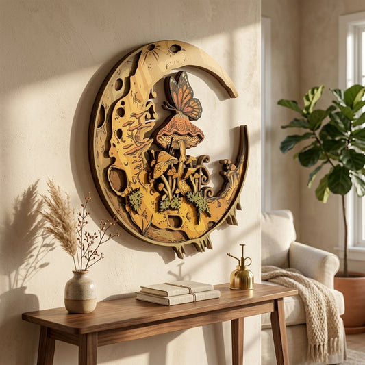moon mushroom wooden wall art lifestyle