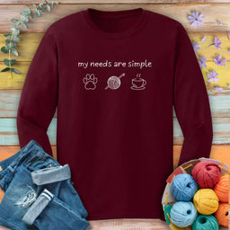 my needs are simple long sleeve maroon
