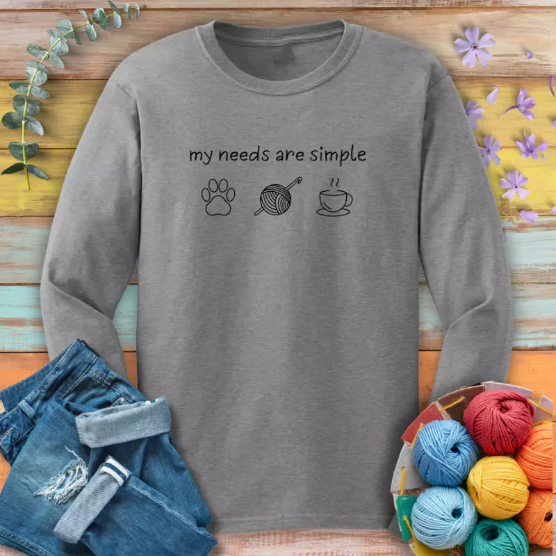 my needs are simple long sleeve sport grey