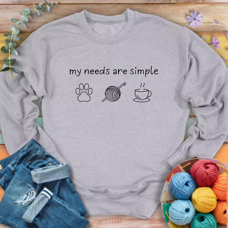 my needs are simple sweatshirt sports grey