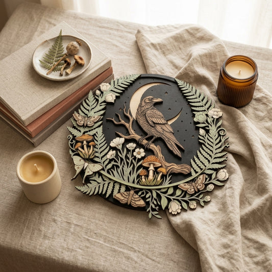 mystical raven moon wall decor