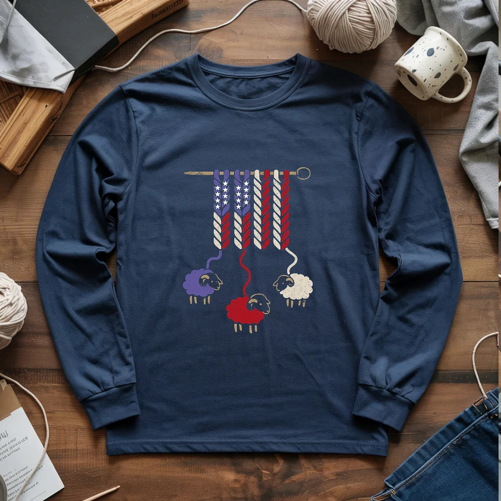 navy AmericaWoolLongSleeveT shirt