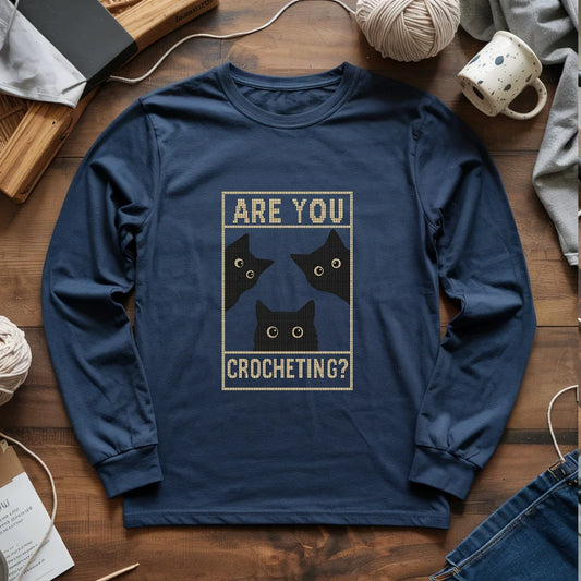 navy AreUCrochetingLongSleeveTee