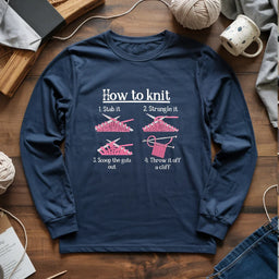 navy HowToKnitLongSleeveT shirt
