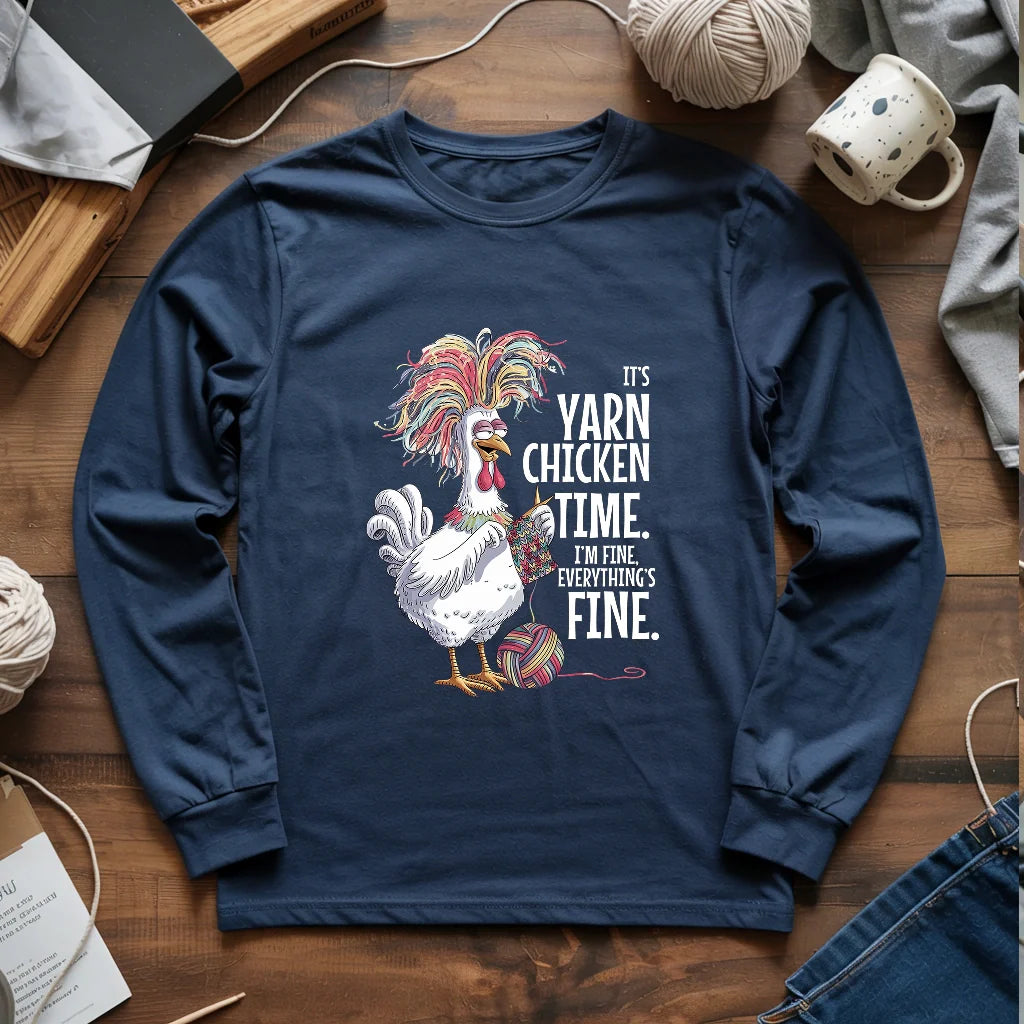 navy YarnChickenTimeLongSleeveT shirt