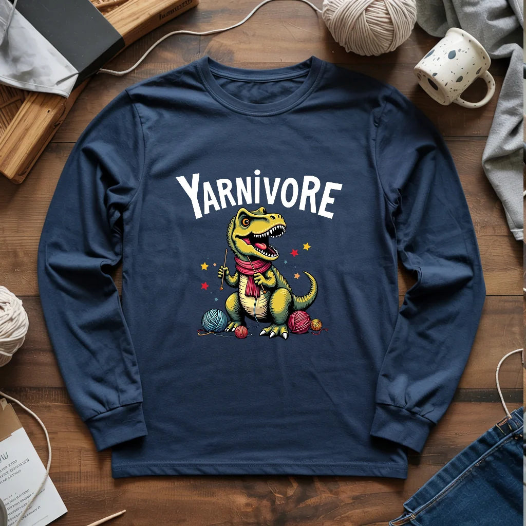 navy YarnivoreKnitterLongSleeveT shirt