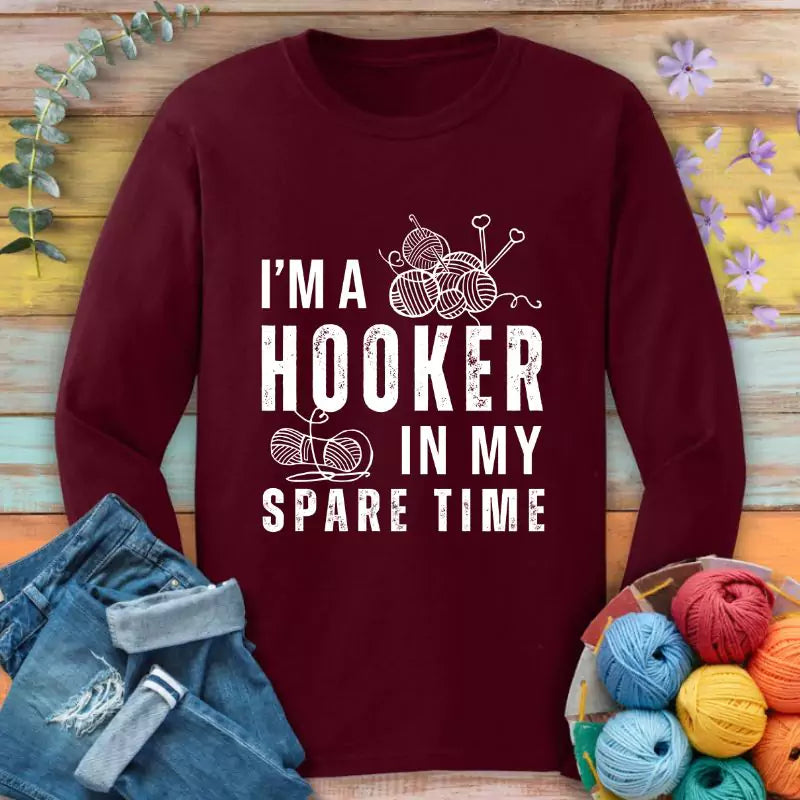 part time hooker long sleeve maroon