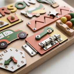 personalized montessori busy board close up