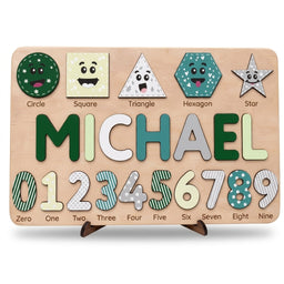 personalized montessori name puzzle white background