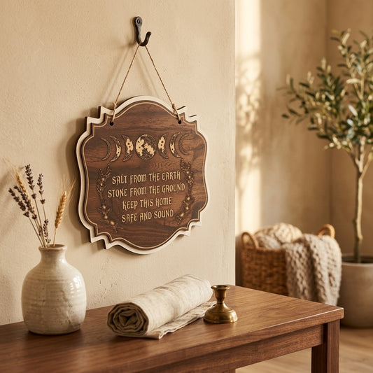 personalized moon phase wooden wall sign