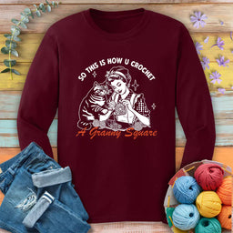 purrfect granny square maroon