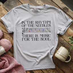 rhythm of the needles t shirt athletic heather