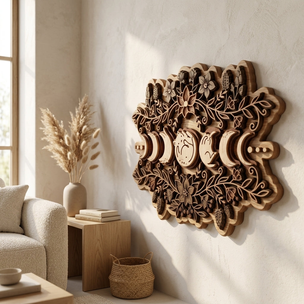 rustic moon phase wall art bedroom living room