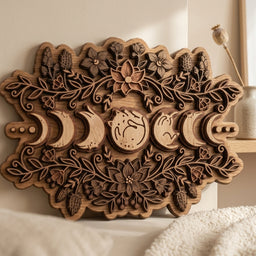 rustic moon phase wall art closeup