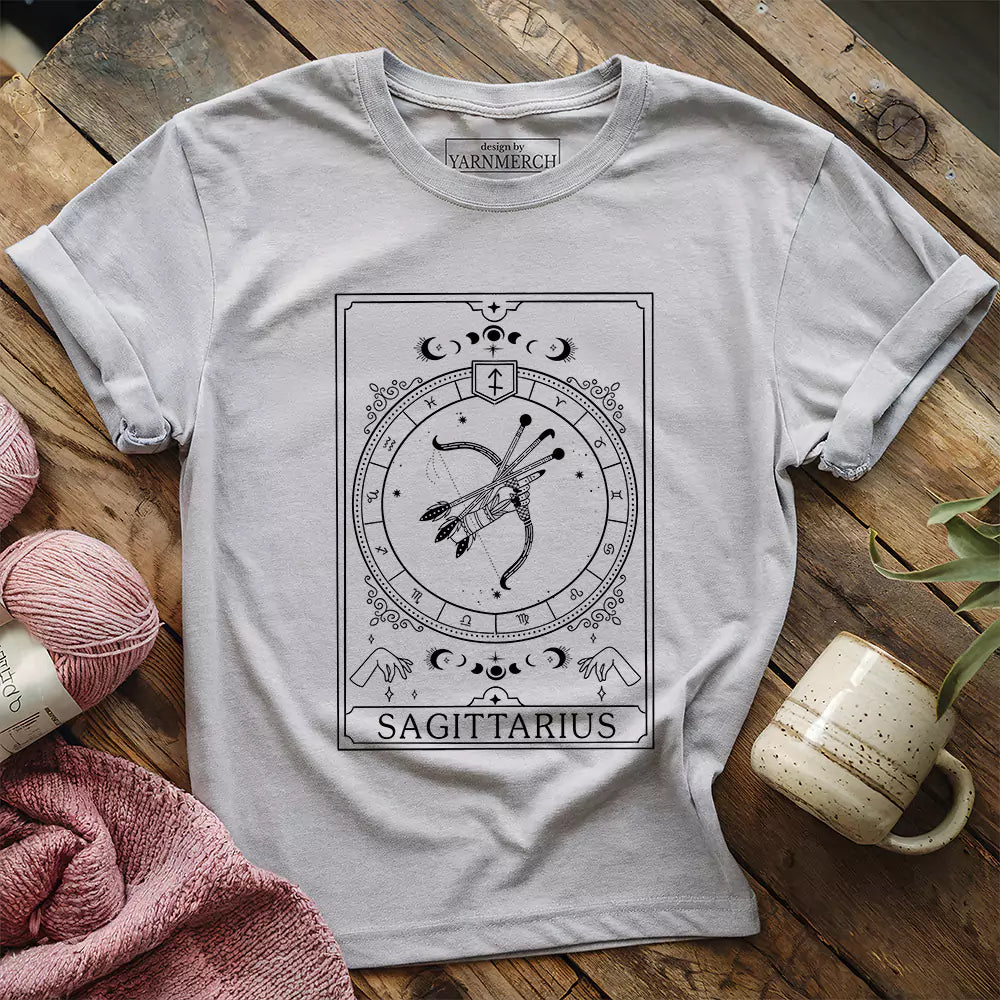 sagittarius yarn tarot t shirt athletic heather