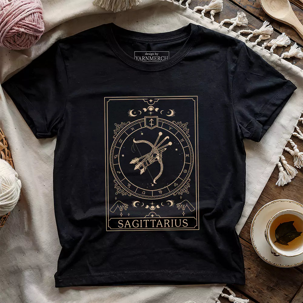 sagittarius yarn tarot t shirt black